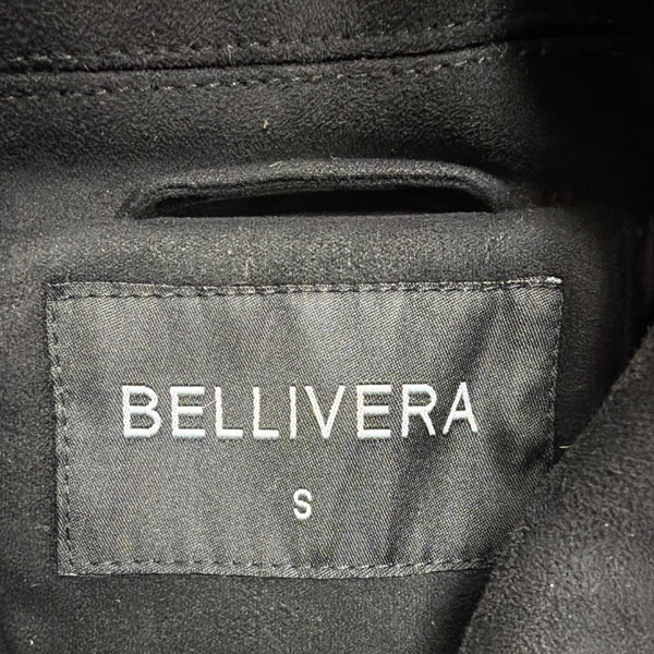 Bellivera Womens Black Polyester Suede Moto Jacket Zippered Pockets Sz S