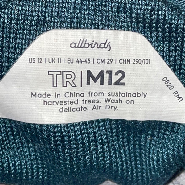 Allbirds Women’s Dark Teal Knit Mesh Lace-Up Tree Runner Sneakers Size 12M