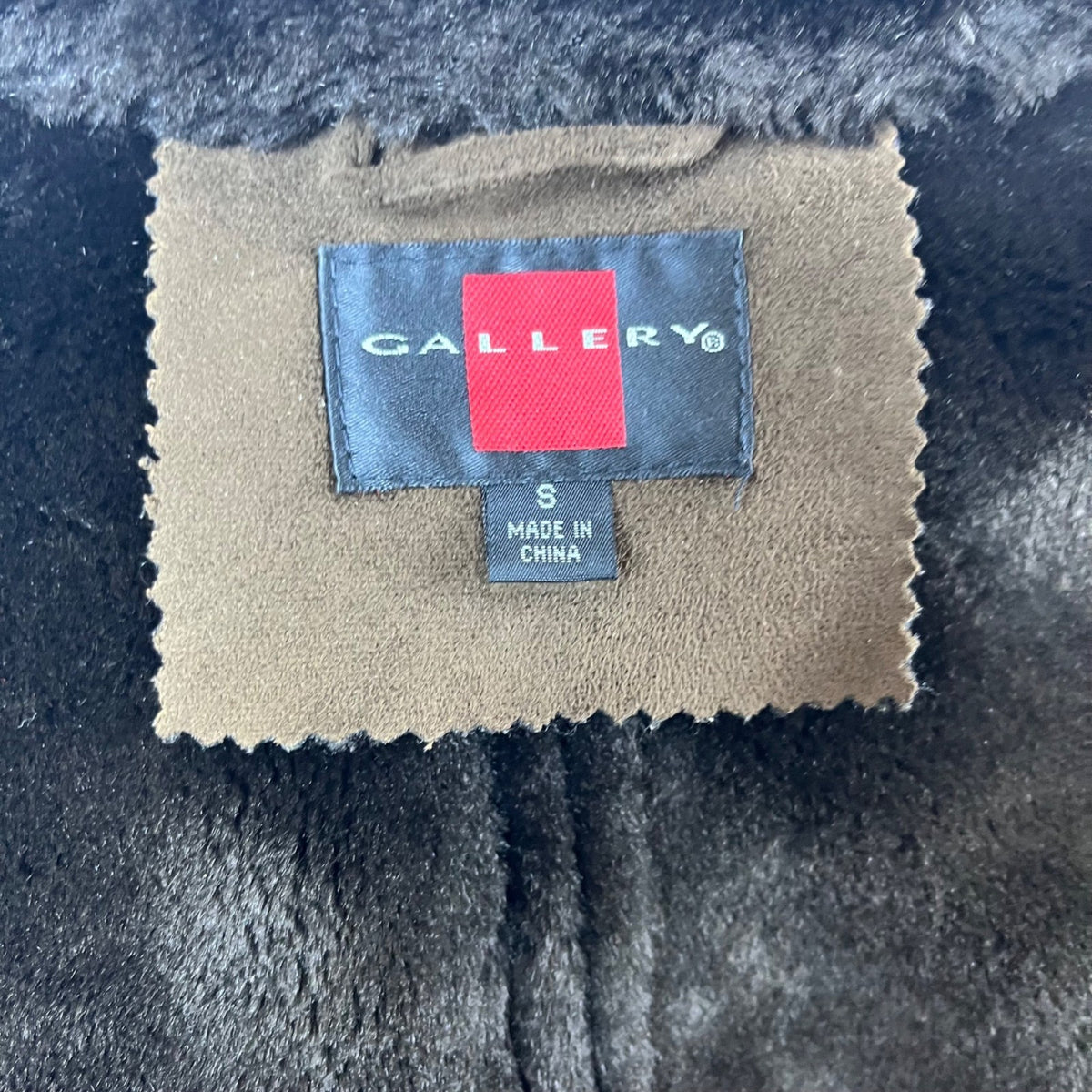 Gallery Womens Brown Faux Suede & Fur Coat Warm Outerwear Size S