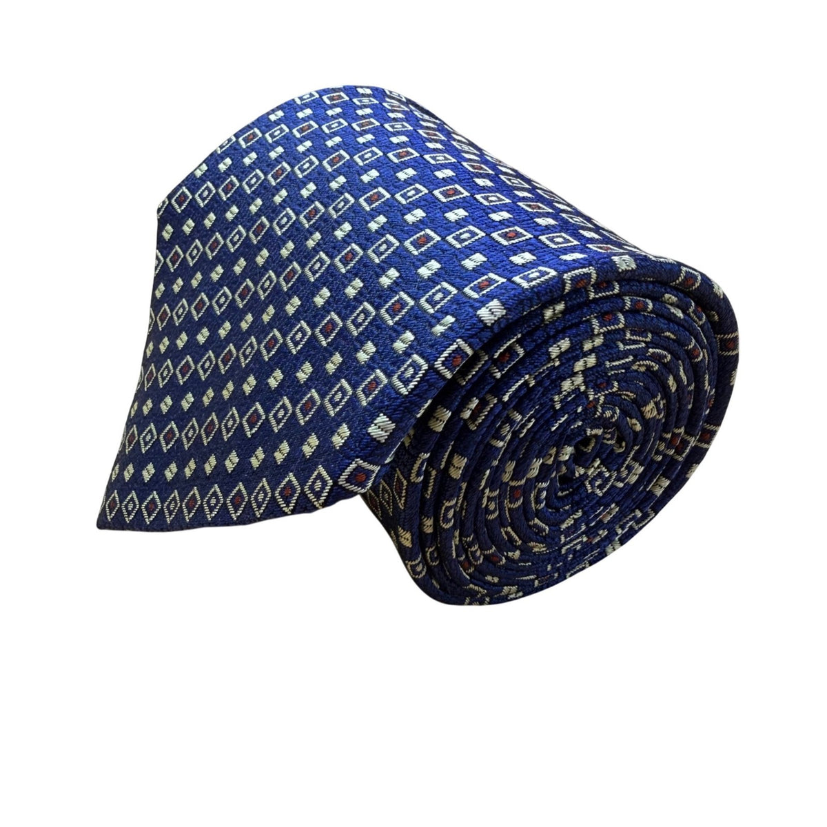 Ermenegildo Zegna Mens Blue 100% Silk Patterned Tie With Logo Diamond Design