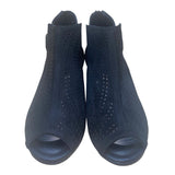Earth Women’s Black Leather Zip Closure Peep Toe Keri Heeled Sandals Size 11D