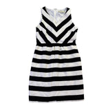 Ann Taylor Loft Womens Black & White Chevron Stripe Fit & Flare Dress Size 6P