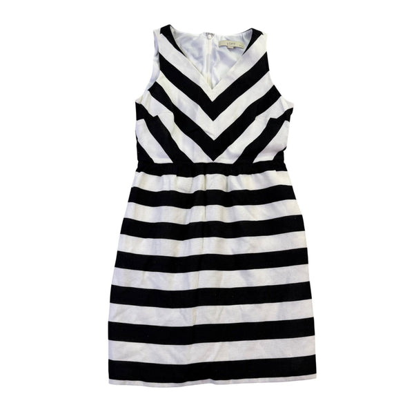 Ann Taylor Loft Womens Black & White Chevron Stripe Fit & Flare Dress Size 6P