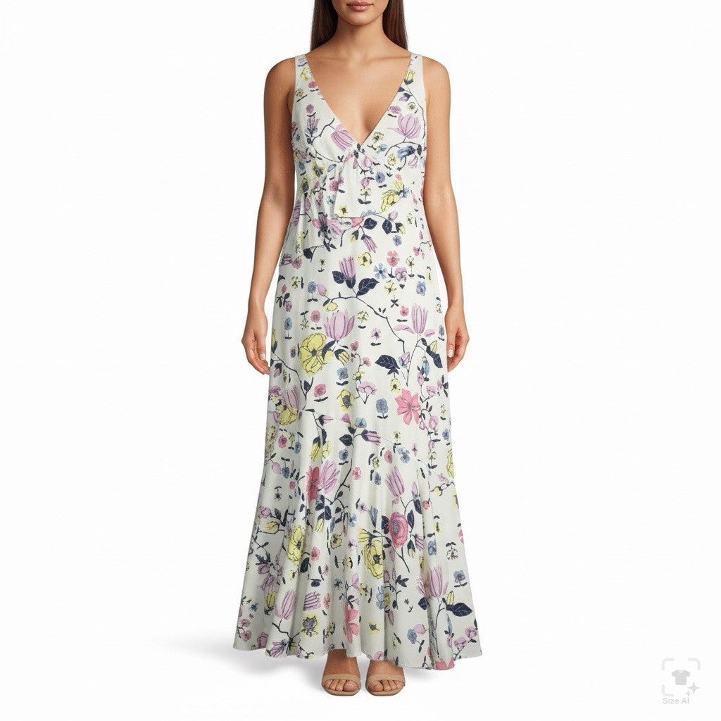 Rebecca Taylor Women’s Multicolo Floral Midi Dress Sleeveless Size 2