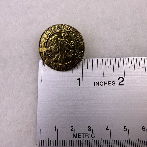Vintage French coin theme Unknown Womens Gold Tone Metal Clip-On Earrings Round