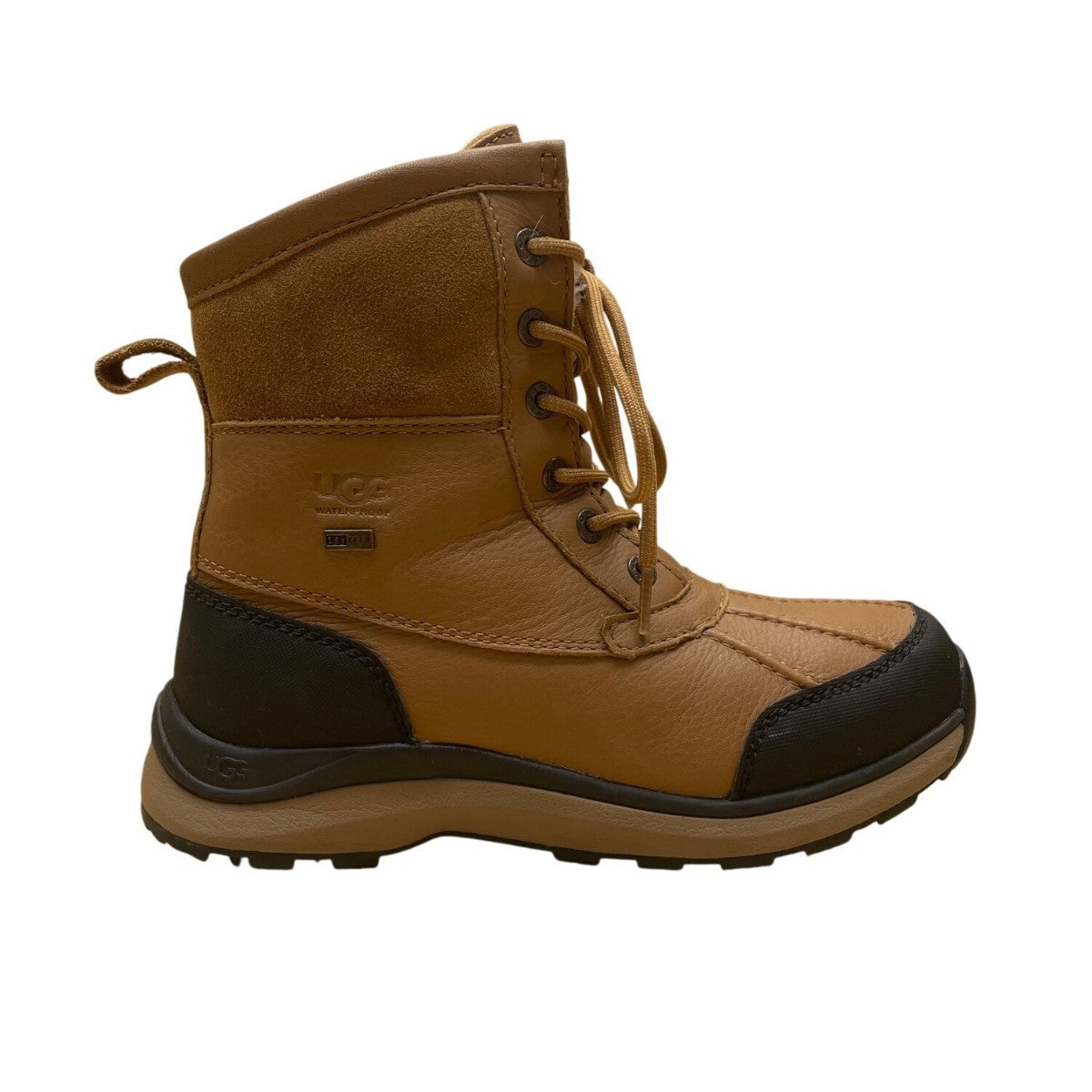 UGG Men’s Brown & Black Leather Suede Waterproof Lace-Up Winter Boots Size 7.5