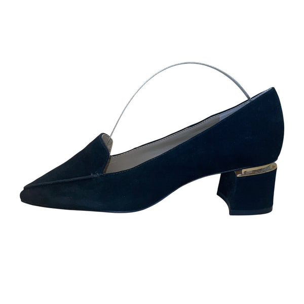 Enzo Angiolini Women's Black Suede Pointed Toe Denna Block Heel Loafers Size 7M