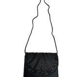 Vintage Women’s Black Flowery Detail Beaded Crossbody Evening Bag