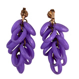 Vintage Unknown Womens Lavender Resin Dangling Clip-On Earrings