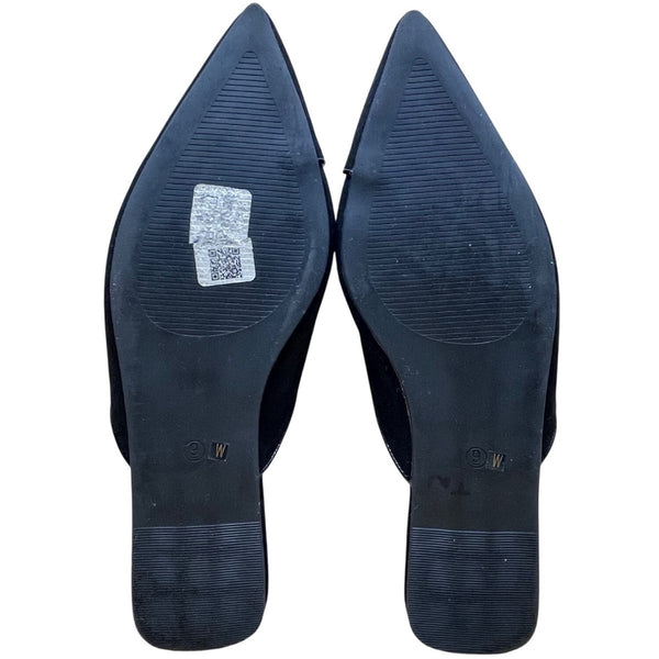 Asos Design Women’s Black Suede Slip-On Pointed Toe Wide Fit  Mules Size 11W