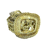 Vintage Gold Woven Rope Belt Womens Accessories Adjustable Length Boho Style