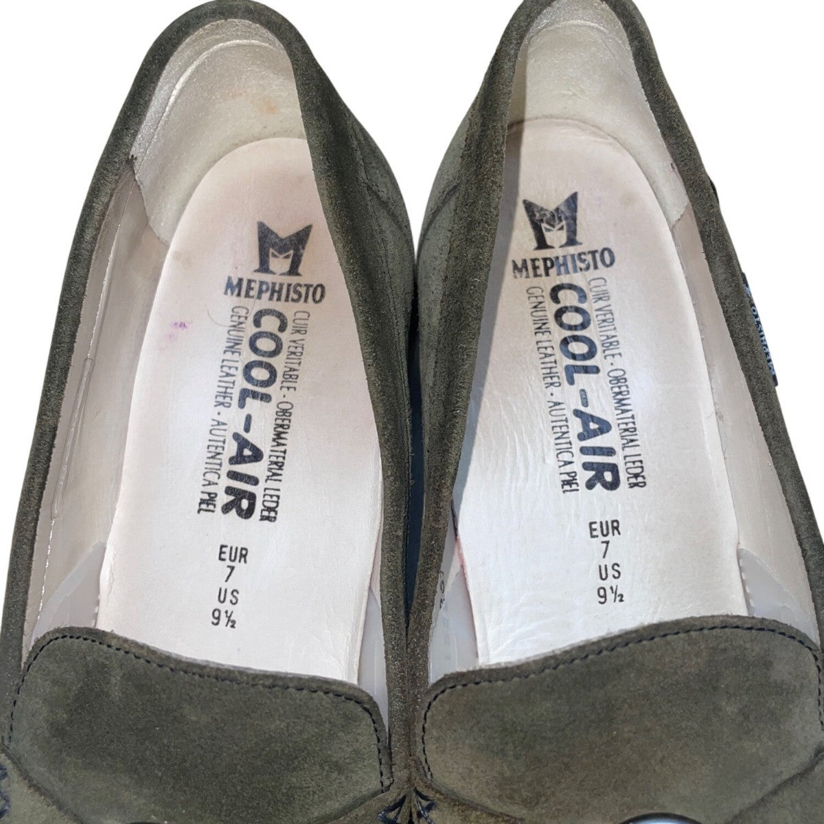 Mephisto Women’s Dark Green Suede Cool-Air Technology Slip-On Loafers Size 9.5US