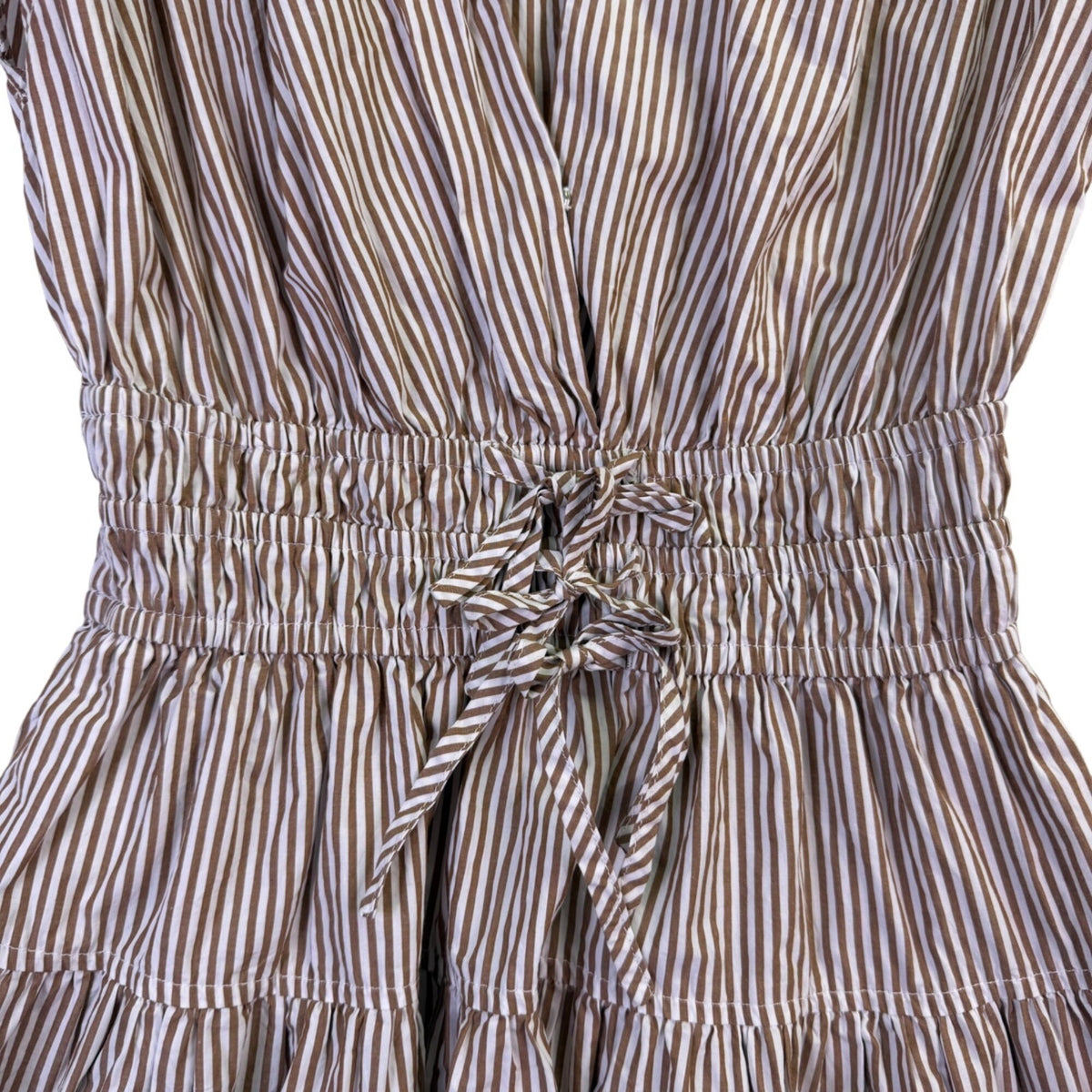 Nicole Miller Womens Brown White Stripe Cotton Wrap Dress Size XS