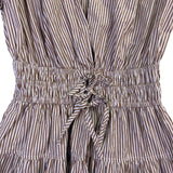 Nicole Miller Womens Brown White Stripe Cotton Wrap Dress Size XS