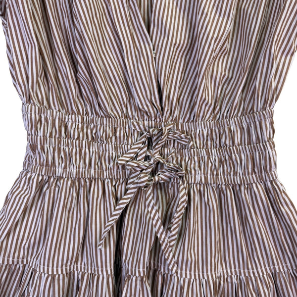 Nicole Miller Womens Brown White Stripe Cotton Wrap Dress Size XS