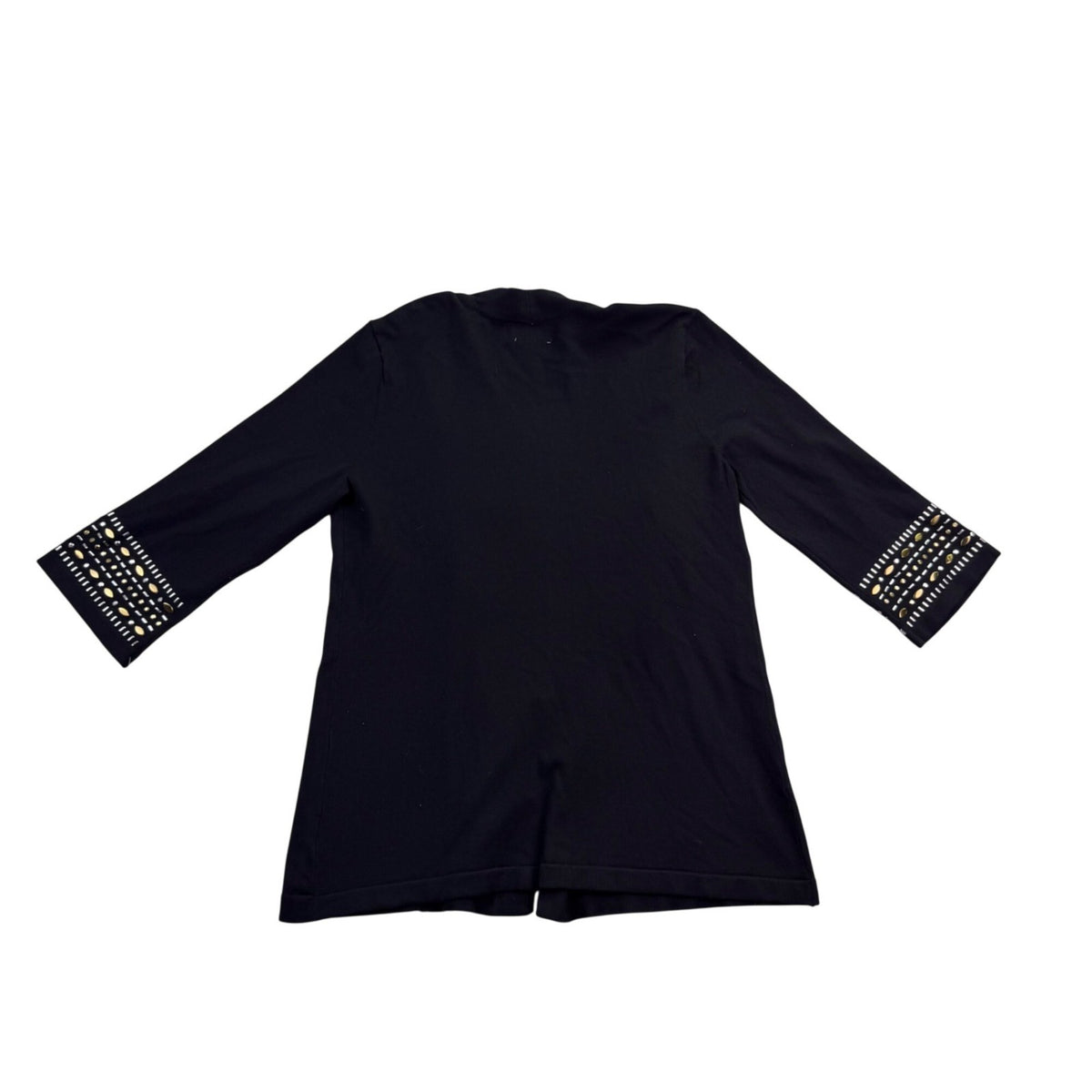 JM Collection Womens Black Beaded Cuff Open Front Cardigan Size L