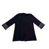 JM Collection Womens Black Beaded Cuff Open Front Cardigan Size L