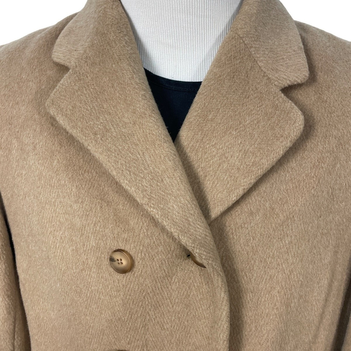 Evan Picone Classic Women's Khaki Double Breasted Wool Coat Sz 14