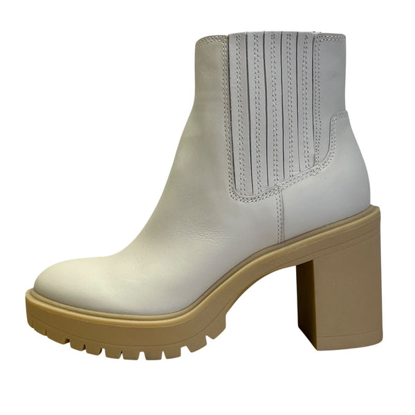 Vita Women’s White Leather Chunky Heel Caster H20 Boots Size 8 - New