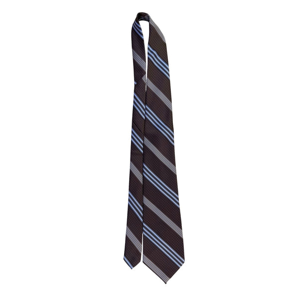 Golden Creation Mens Brown Striped & Polka Dot Tie Classic Design 