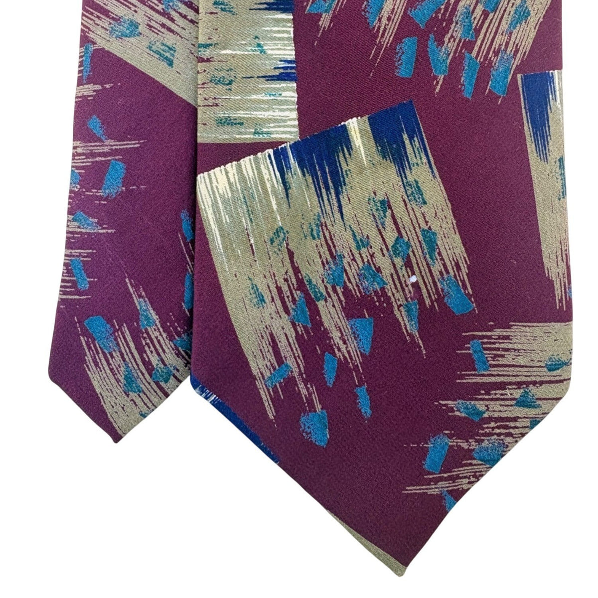 XAndrini Mens Burgundy 100% Silk Abstract Print Tie Italy Blue Gold Neckwear