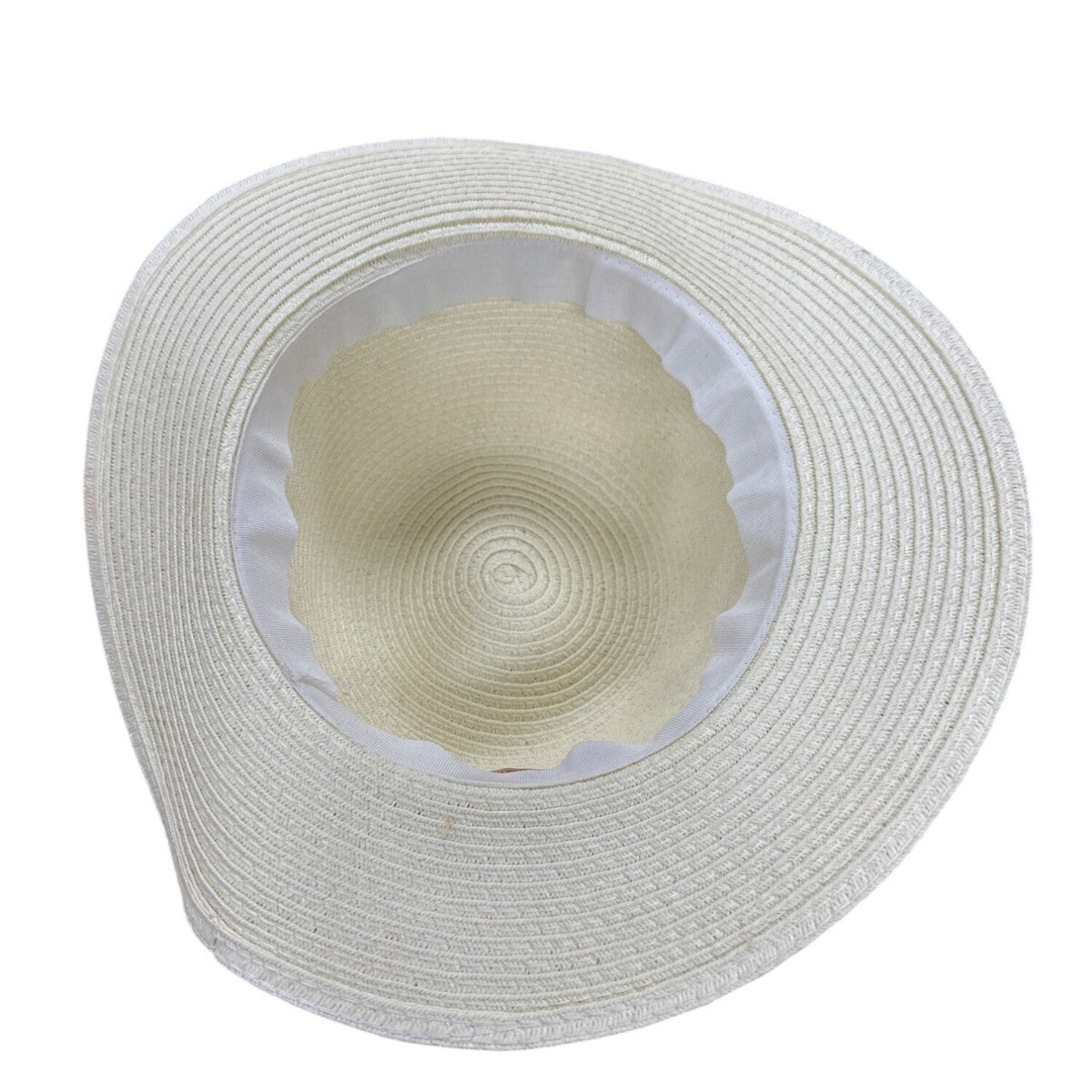 Wallabe Wide Brim Beige Straw Hat With Black Ribbon One Size