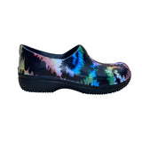 Crocs Women’s Black Rubber Tie-Dye Dual Comfort Slip-On Clogs Size W8