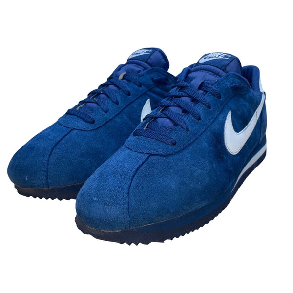 Nike Men’s Blue Suede White Swoosh Detail Retro Cortez Sneakers Size 12