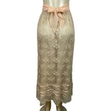Soft Surroundings Women's Beige With Pink Lace Ribbon Long Skirt Sz M