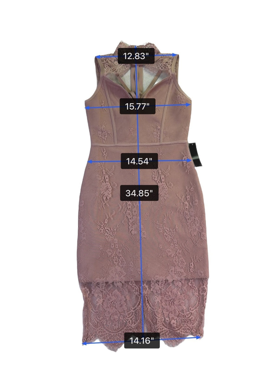 Venus Womens Mauve Sleeveless Lace Halter Cocktail Dress Size S