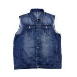 Faxikio Mens Blue Denim Vest Jacket Cotton Blend Casual Lightweight Size XL