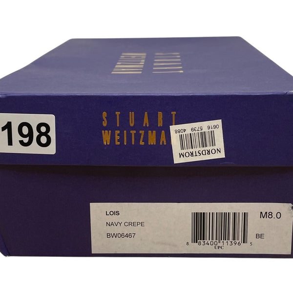 Stuart Weitzman Women’s Navy Crepe Lois Pointed Toe Heels With Bow Accent Sz 8M