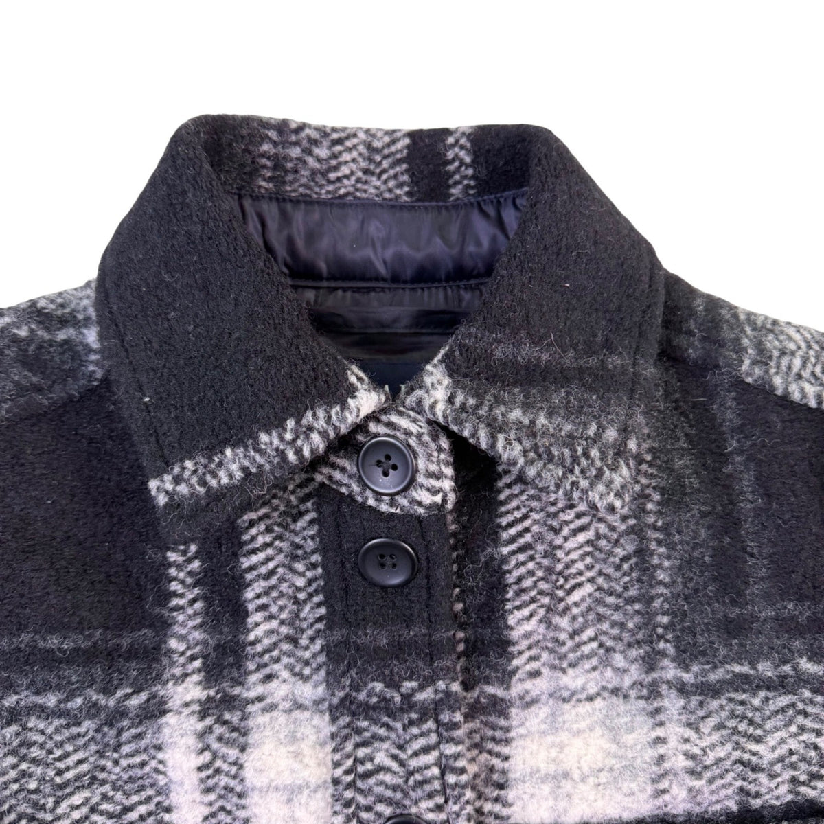 Gap Womens Plaid Shirt Jacket Black & White Button-Up Petite Recycled Sz XS