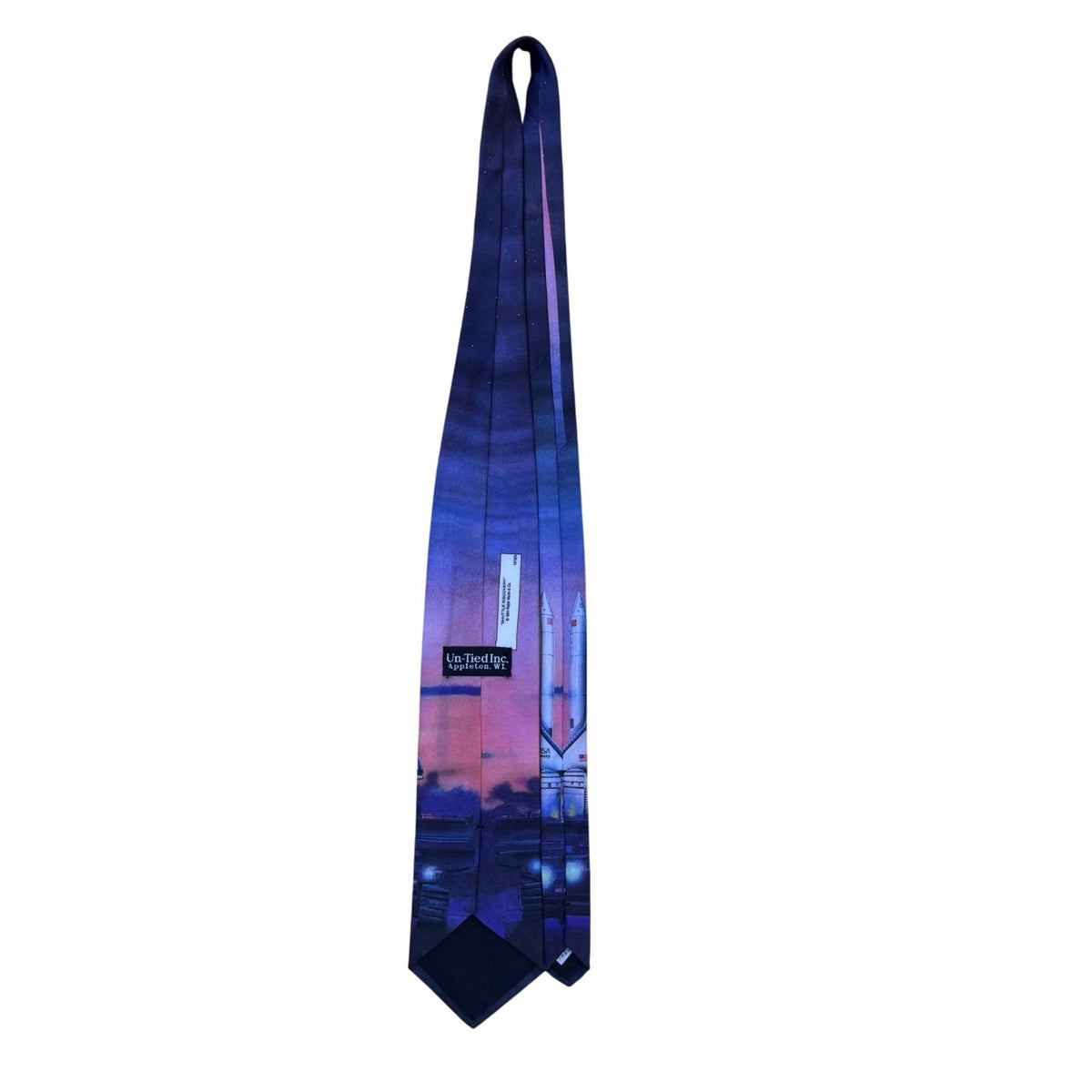 Un-Tied Inc Mens Multicolor Polyester Space Shuttle Discovery Print Tie USA Made