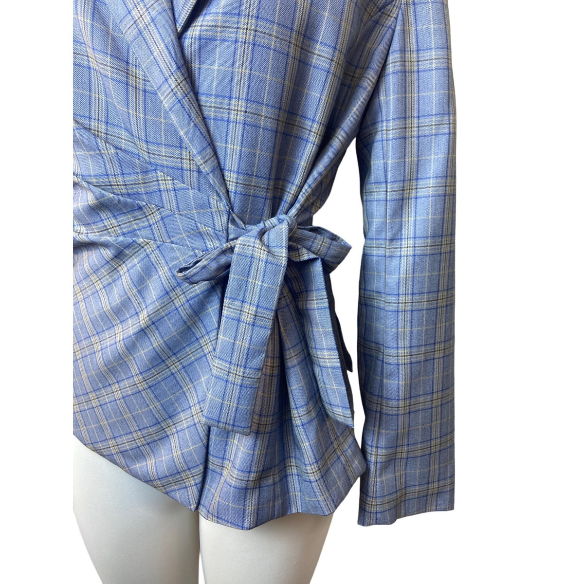 SOHO by Stephanie Horne Women's Blue and Gray Plaid Blazer Sz S