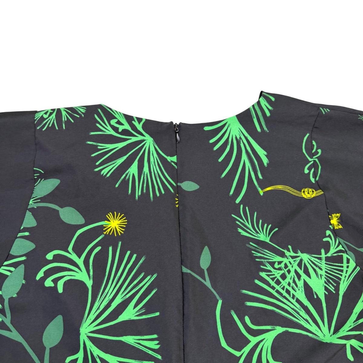 Nu New York Womens Black & Green Floral V-Neck Tie-Waist Dress Size S