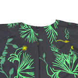 Nu New York Womens Black & Green Floral V-Neck Tie-Waist Dress Size S
