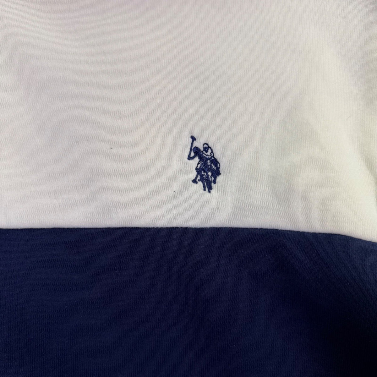 U.S. Polo Assn. Mens Cream & Navy Hoodie Sweatshirt Zip Up 2XL