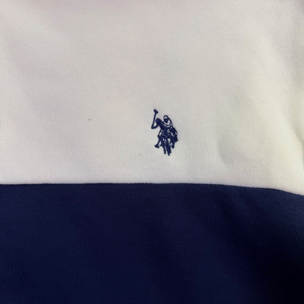 U.S. Polo Assn. Mens Cream & Navy Hoodie Sweatshirt Zip Up 2XL