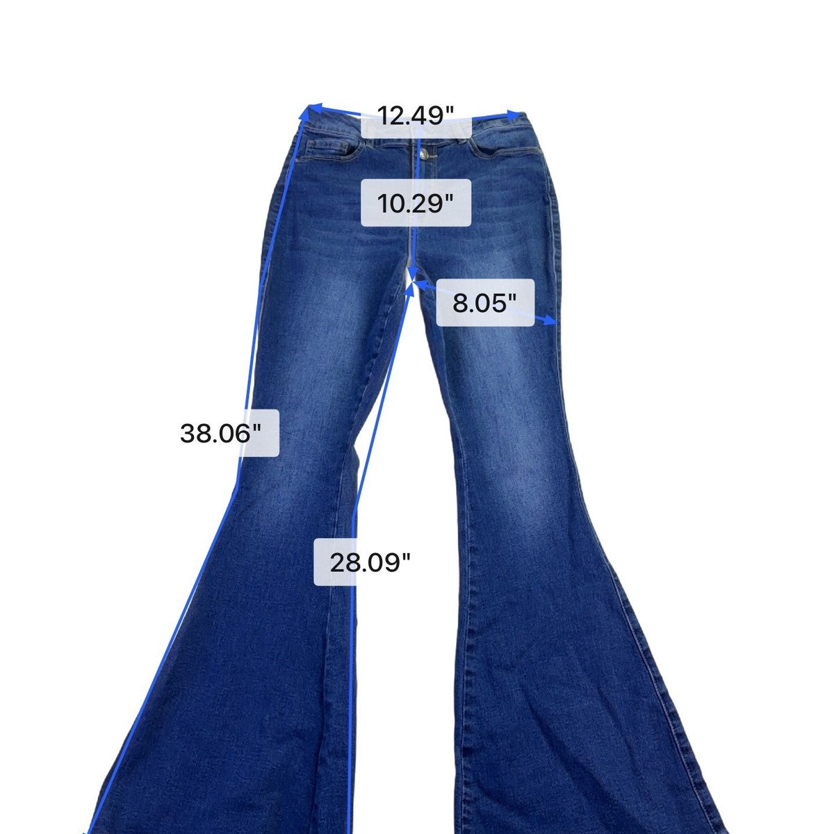 Flying Banana Womens Blue Cotton Blend Flared Bell Bottom Jeans Size 6S