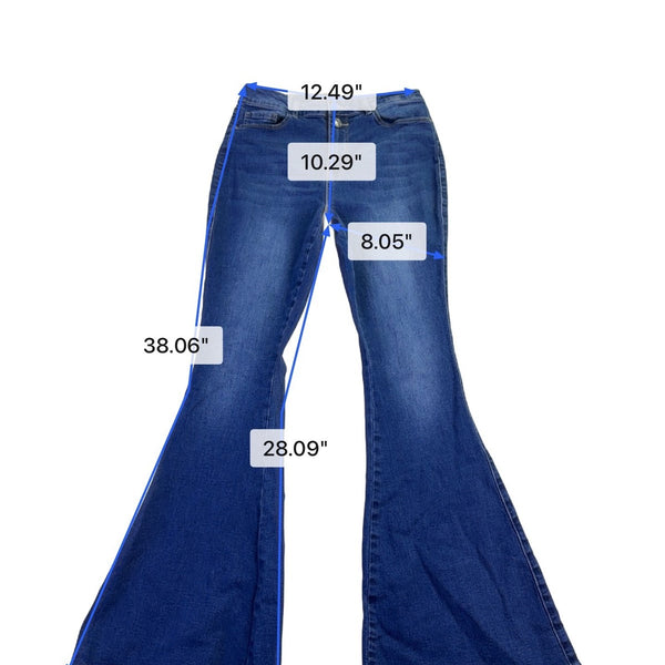 Flying Banana Womens Blue Cotton Blend Flared Bell Bottom Jeans Size 6S