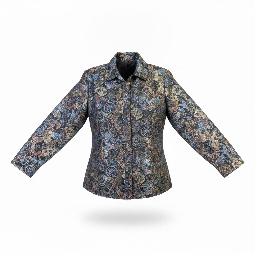 Drapers & Damons Womens Multicolor Paisley-Print Button-Up Blouse Size 1X