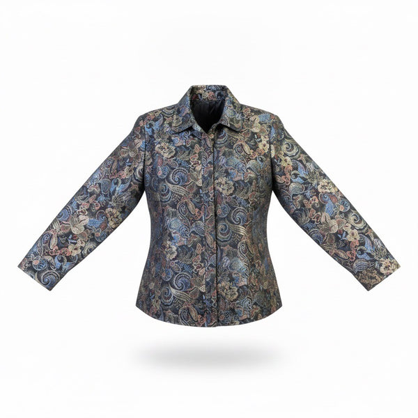Drapers & Damons Womens Multicolor Paisley-Print Button-Up Blouse Size 1X