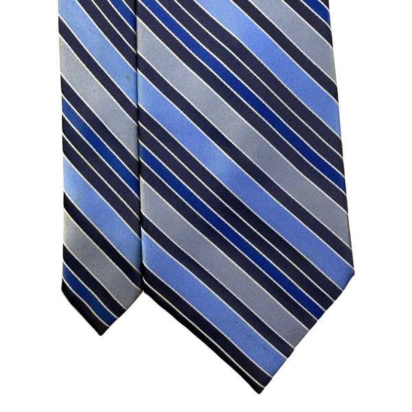 Jones New York Mens Blue Striped Silk Tie Diagonal Classic Pattern Business 58"x