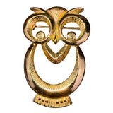 Vintage Unknown Gold Tone Owl Brooch Art Deco Style Swirling Details