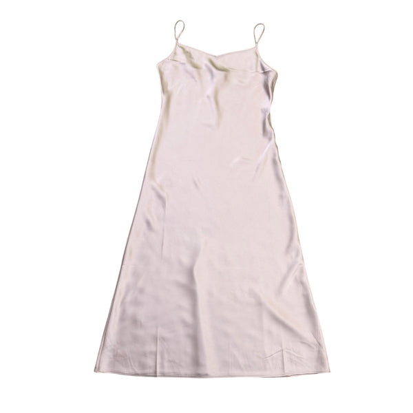 Cynthia Rowley Womens Beige Polyester Satin Slip Dress Maxi Size L