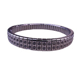 Speidel Silver Tone Stainless Steel Stretch Bracelet Double Row Rhinestones