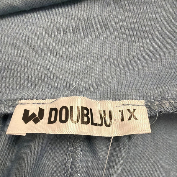 Doublju Womens Blue Polyester/Spandex Maxi Skirt Flowy Stretch Design Size 1X
