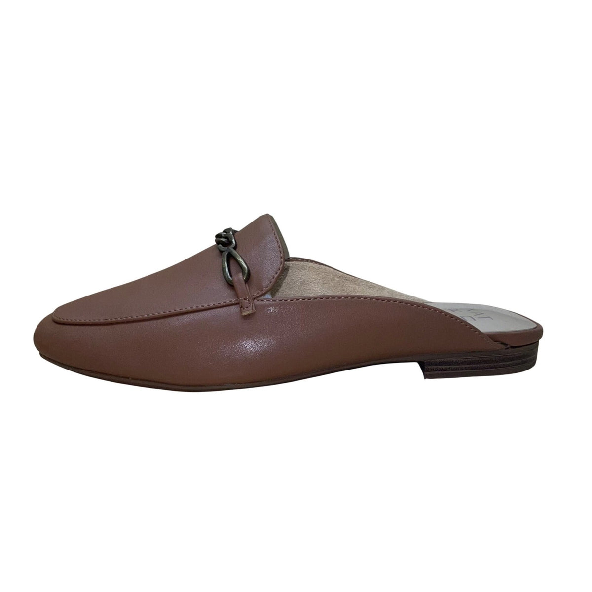 Naturalizer Women’s Brown Faux Leather Slip-On Chain Detail Mule Flats Size 8W