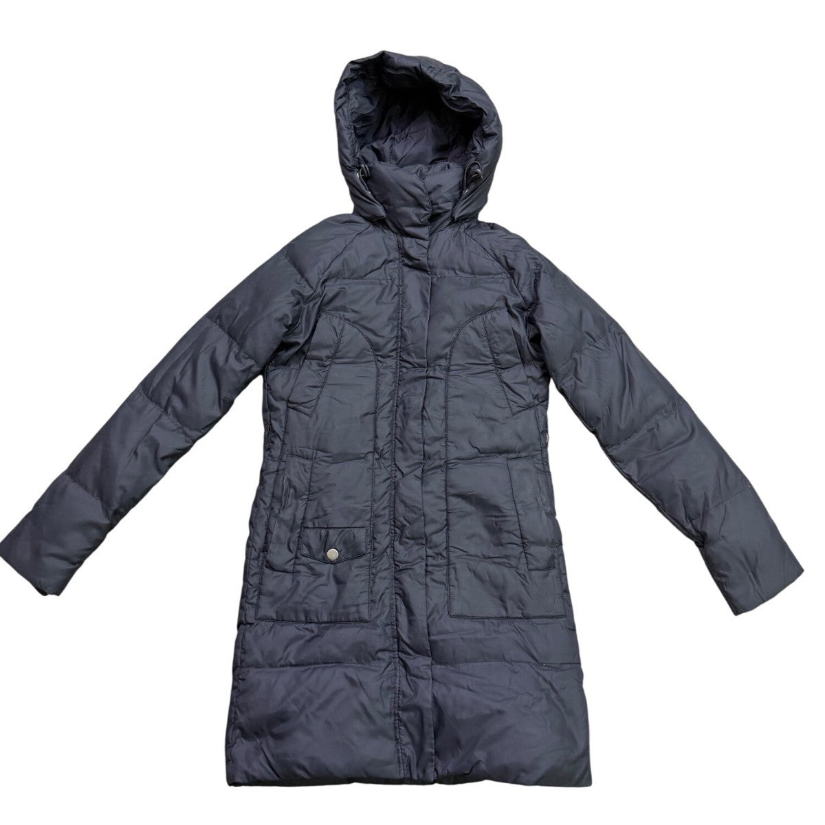 United Colors Of Benetton Womens Navy Nylon Down Hooded Puffer Jacket Size XS